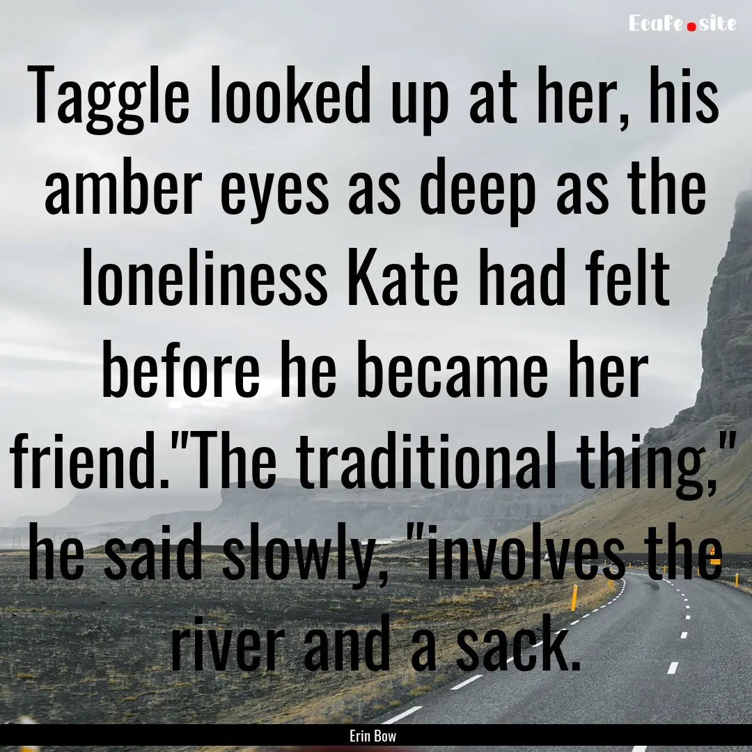 Taggle looked up at her, his amber eyes as.... : Quote by Erin Bow