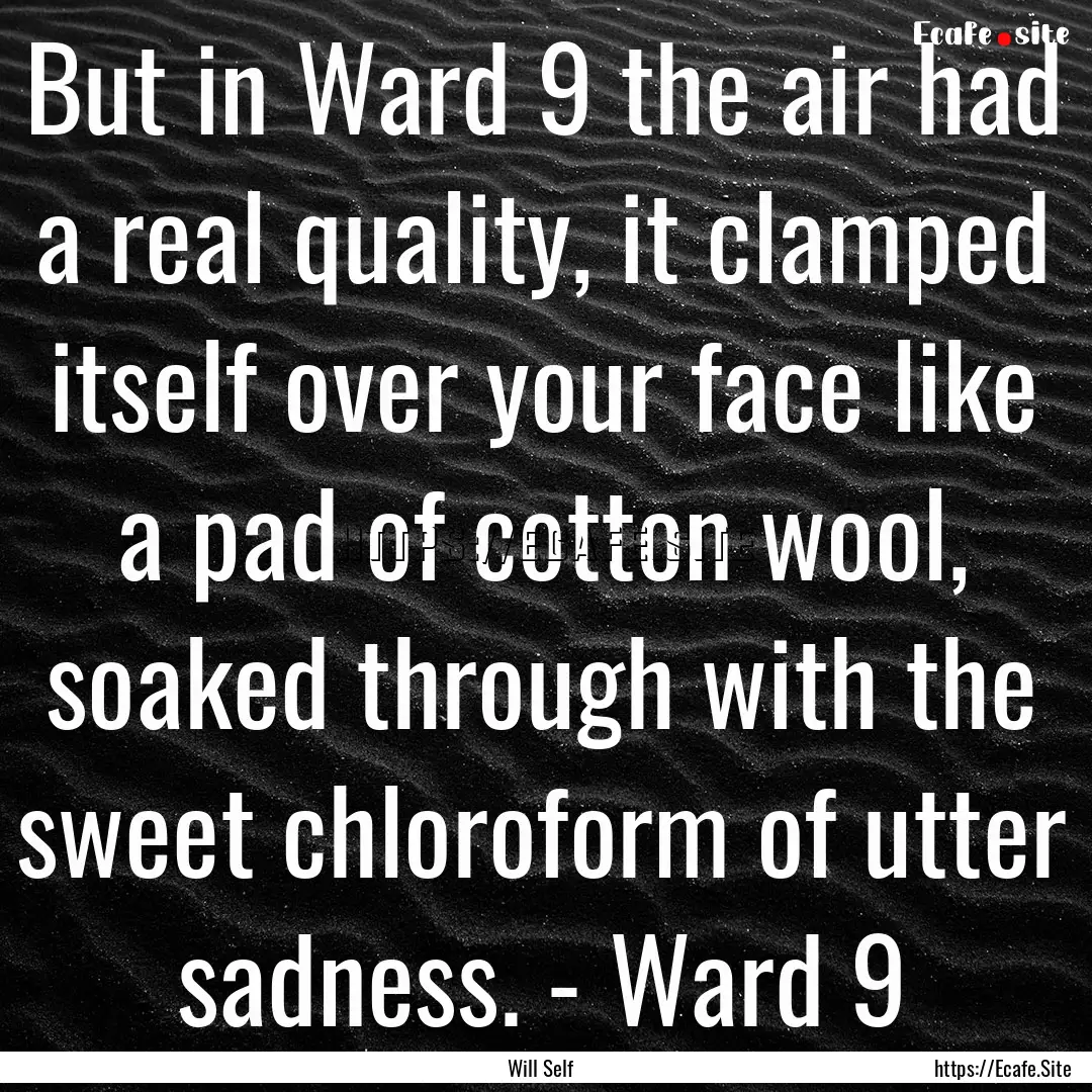 But in Ward 9 the air had a real quality,.... : Quote by Will Self