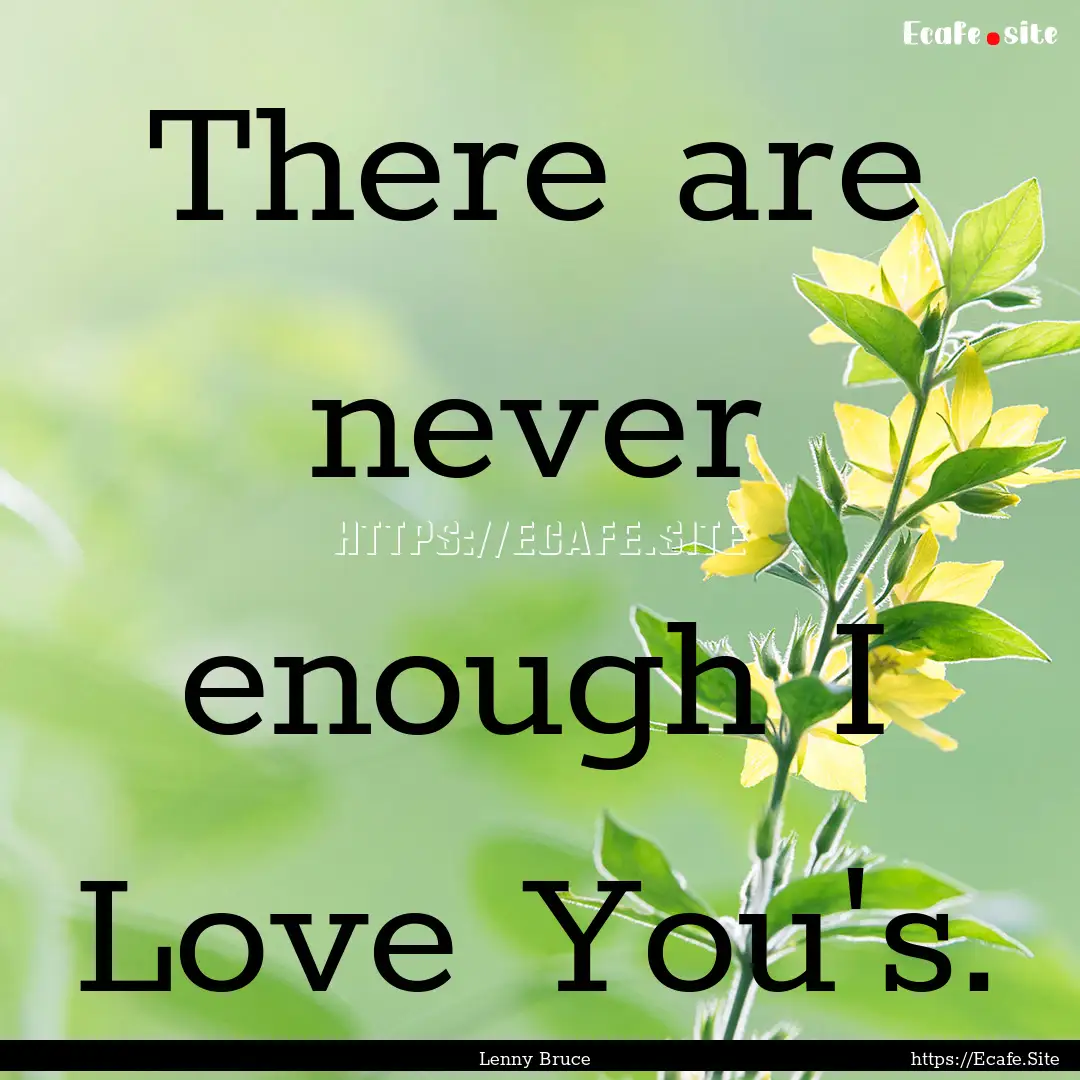 There are never enough I Love You's. : Quote by Lenny Bruce