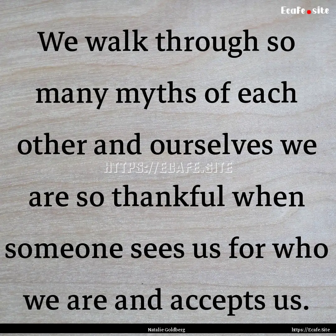 We walk through so many myths of each other.... : Quote by Natalie Goldberg