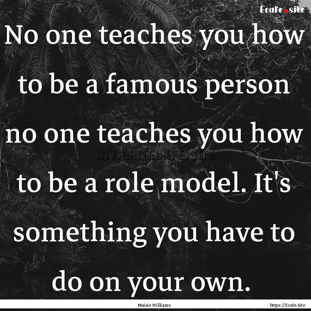 No one teaches you how to be a famous person.... : Quote by Maisie Williams