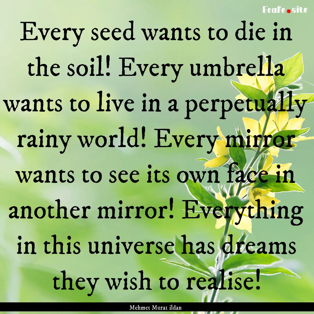 Every seed wants to die in the soil! Every.... : Quote by Mehmet Murat ildan