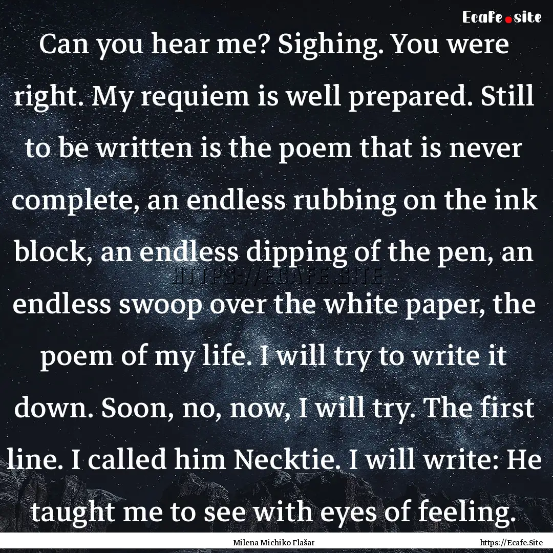 Can you hear me? Sighing. You were right..... : Quote by Milena Michiko Flašar