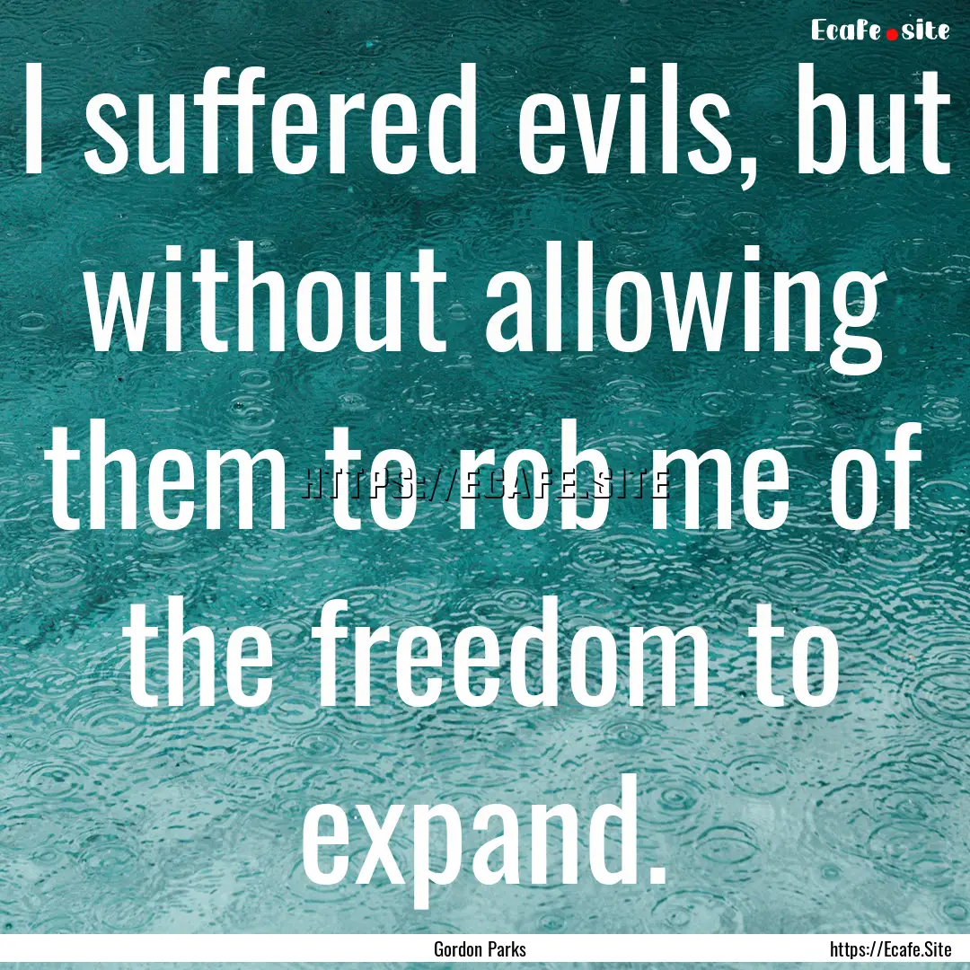 I suffered evils, but without allowing them.... : Quote by Gordon Parks