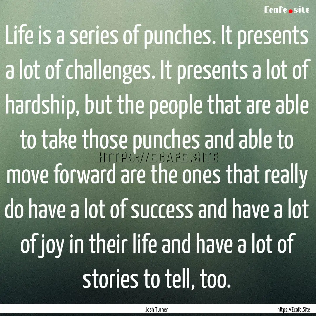 Life is a series of punches. It presents.... : Quote by Josh Turner