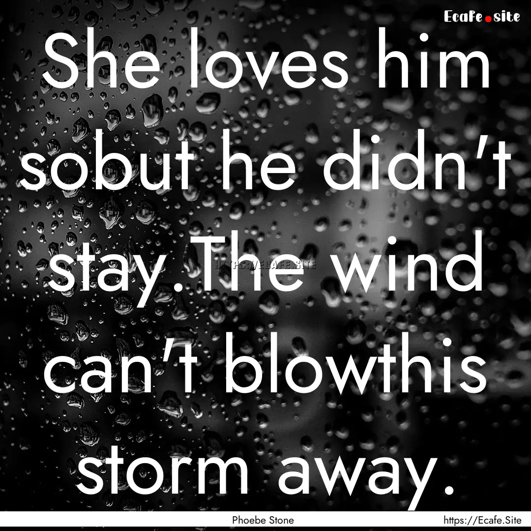 She loves him sobut he didn't stay.The wind.... : Quote by Phoebe Stone