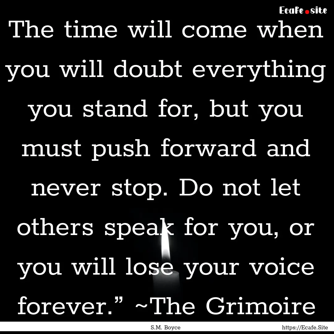 The time will come when you will doubt everything.... : Quote by S.M. Boyce