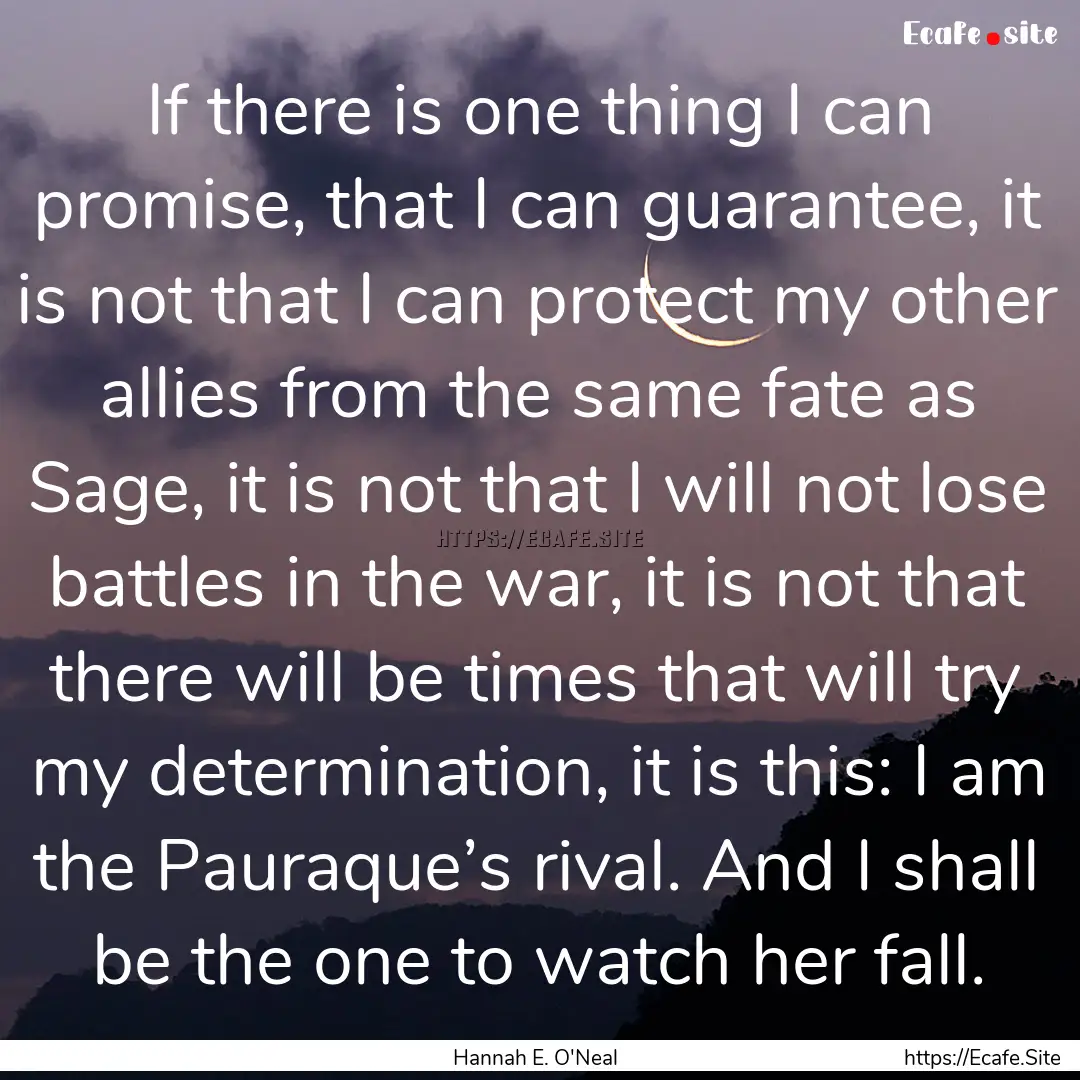 If there is one thing I can promise, that.... : Quote by Hannah E. O'Neal