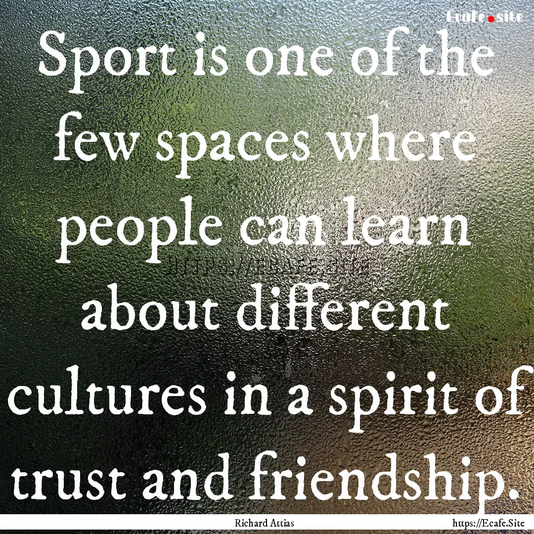 Sport is one of the few spaces where people.... : Quote by Richard Attias