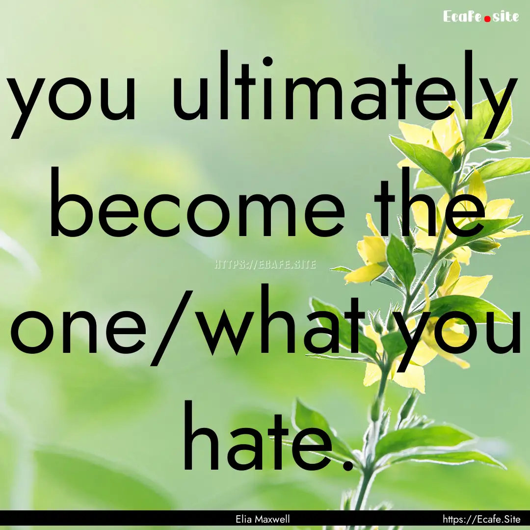 you ultimately become the one/what you hate..... : Quote by Elia Maxwell