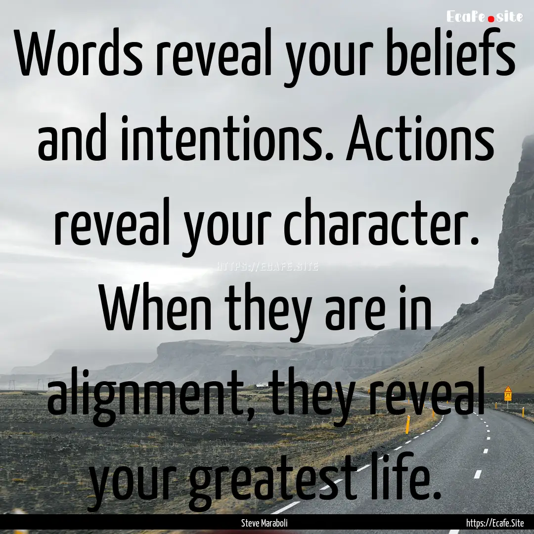 Words reveal your beliefs and intentions..... : Quote by Steve Maraboli