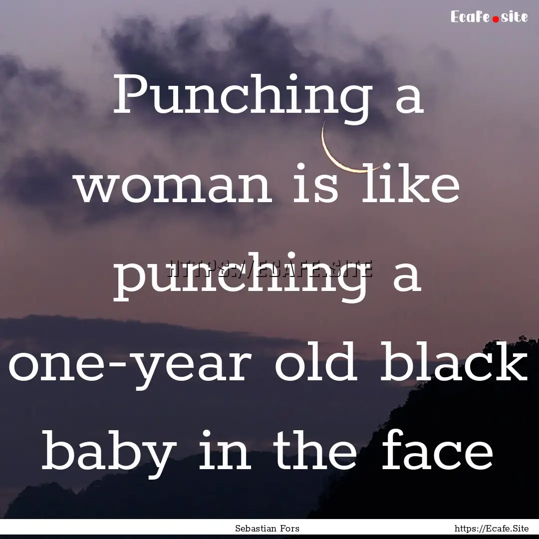 Punching a woman is like punching a one-year.... : Quote by Sebastian Fors