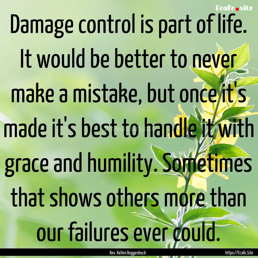 Damage control is part of life. It would.... : Quote by Rev. Kellen Roggenbuck