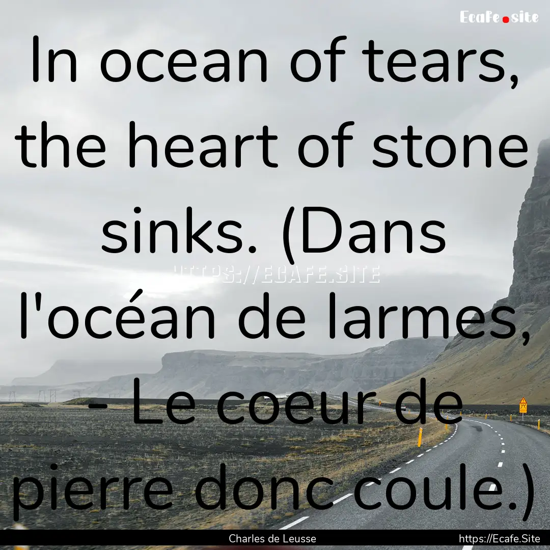 In ocean of tears, the heart of stone sinks..... : Quote by Charles de Leusse