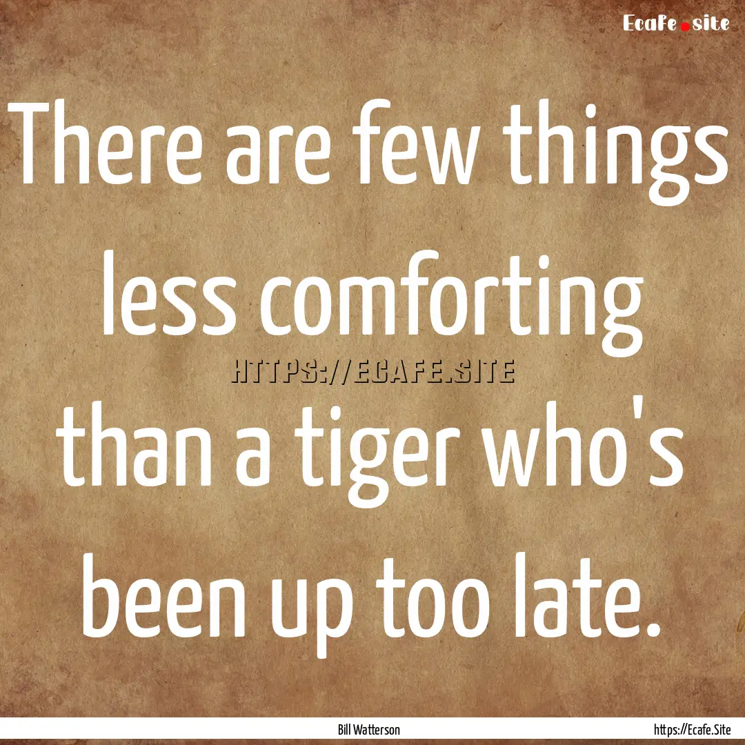 There are few things less comforting than.... : Quote by Bill Watterson