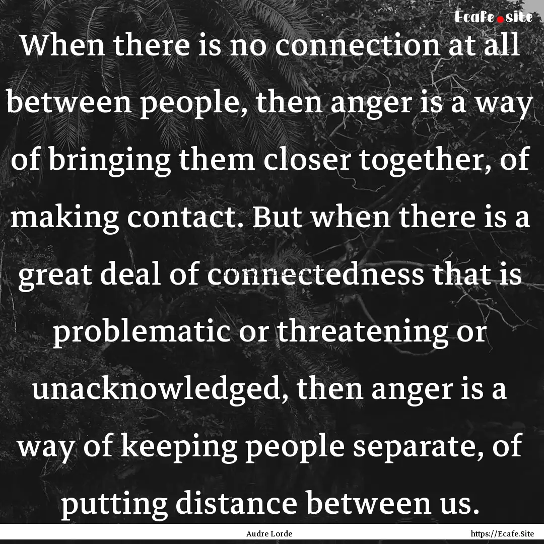 When there is no connection at all between.... : Quote by Audre Lorde