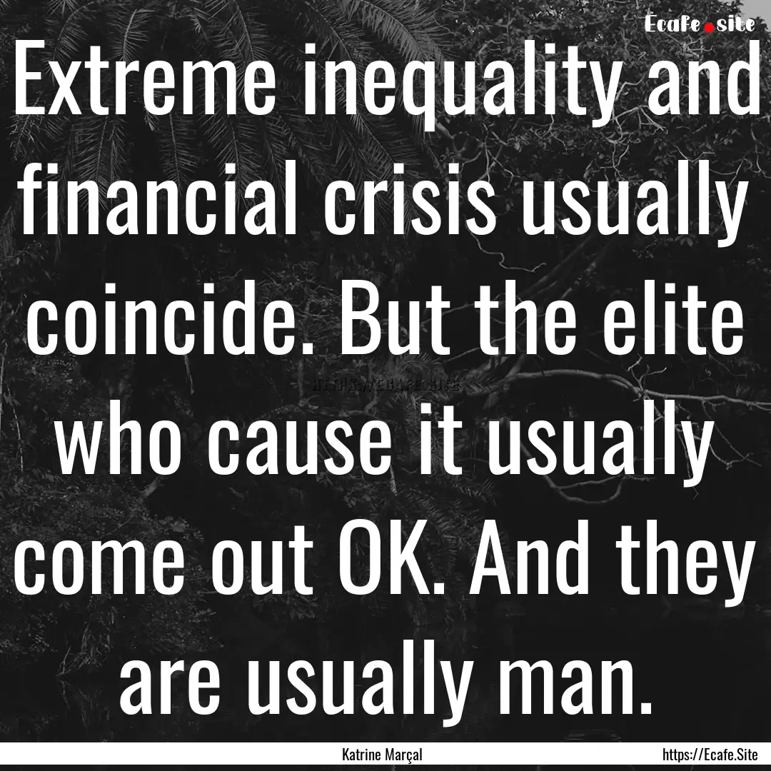 Extreme inequality and financial crisis usually.... : Quote by Katrine Marçal