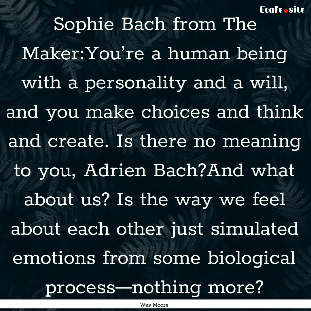 Sophie Bach from The Maker:You’re a human.... : Quote by Wes Moore