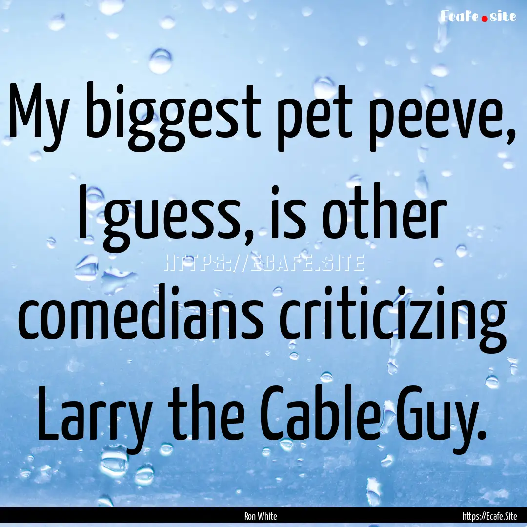 My biggest pet peeve, I guess, is other comedians.... : Quote by Ron White