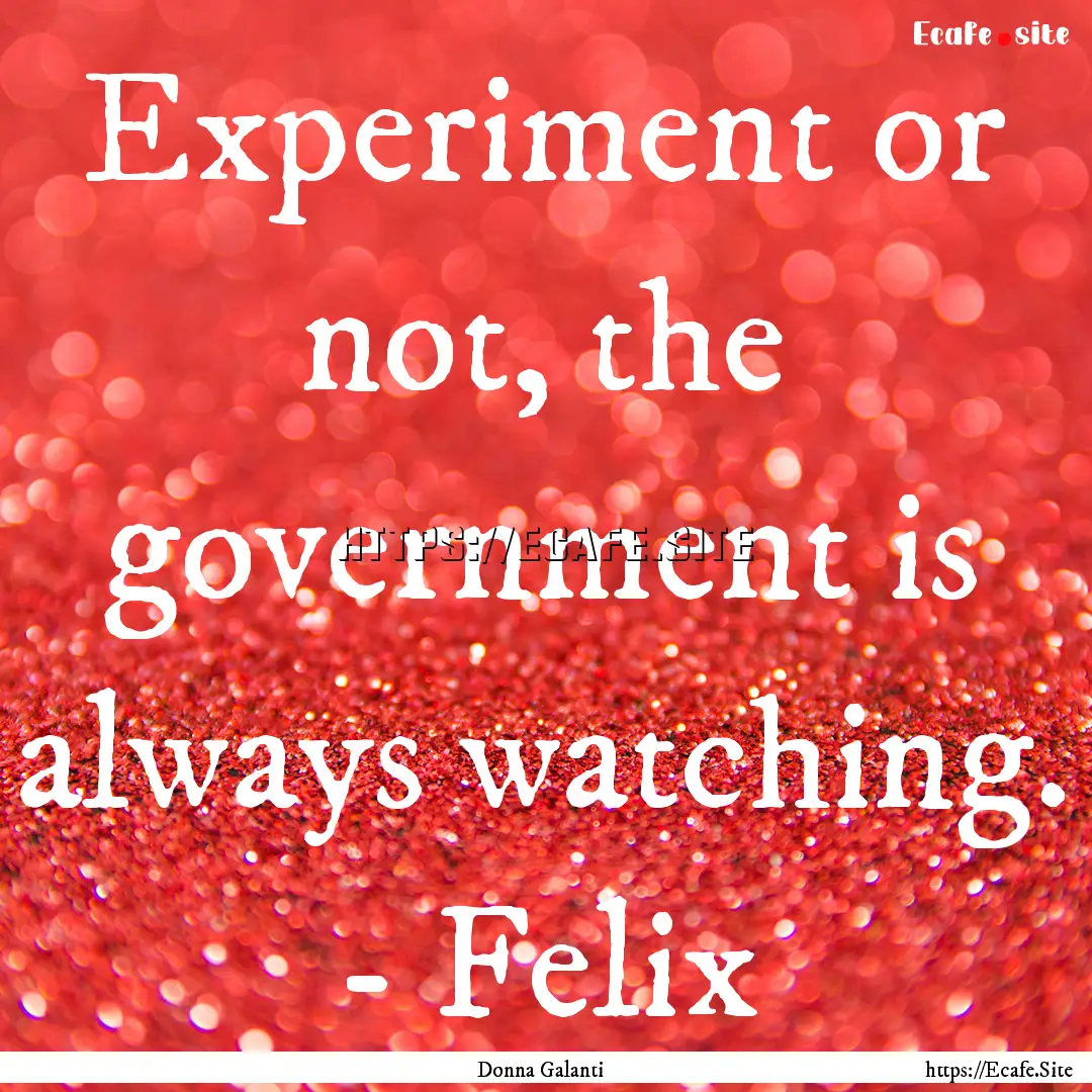 Experiment or not, the government is always.... : Quote by Donna Galanti