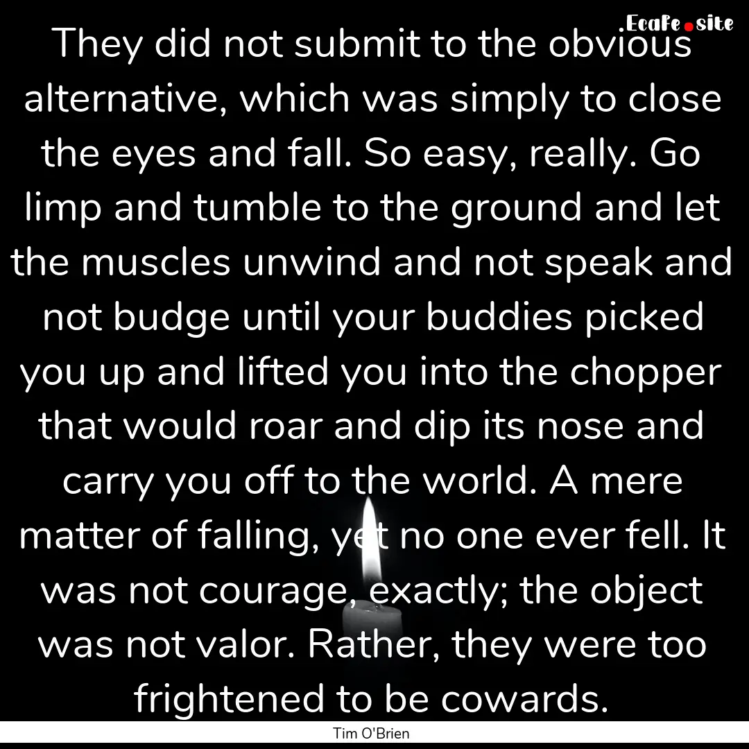 They did not submit to the obvious alternative,.... : Quote by Tim O'Brien