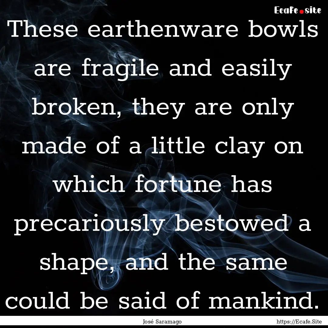 These earthenware bowls are fragile and easily.... : Quote by José Saramago