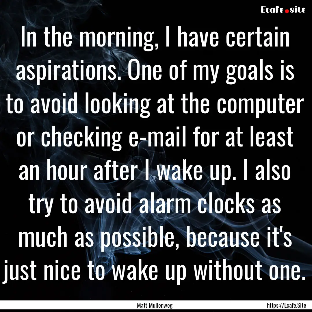 In the morning, I have certain aspirations..... : Quote by Matt Mullenweg