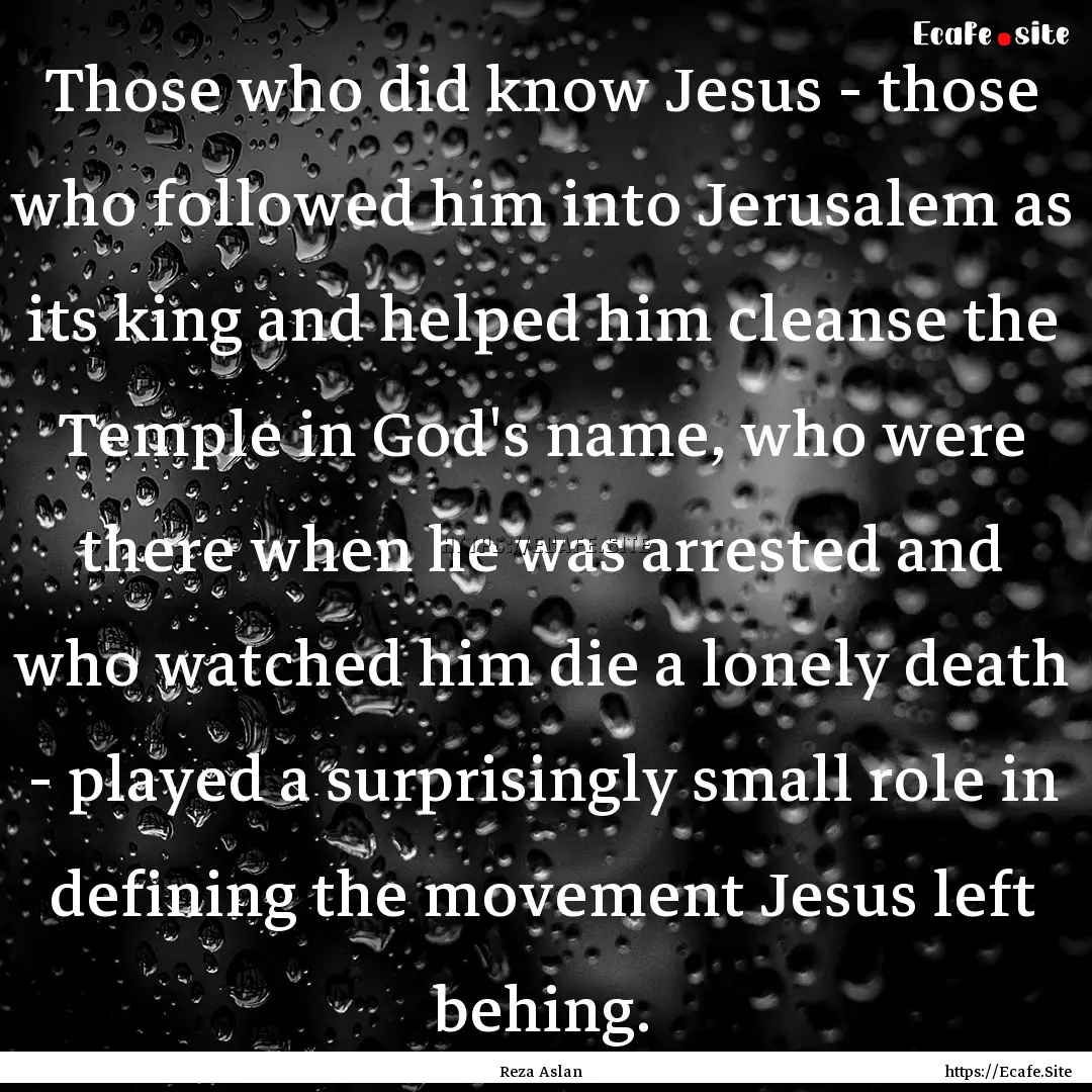 Those who did know Jesus - those who followed.... : Quote by Reza Aslan