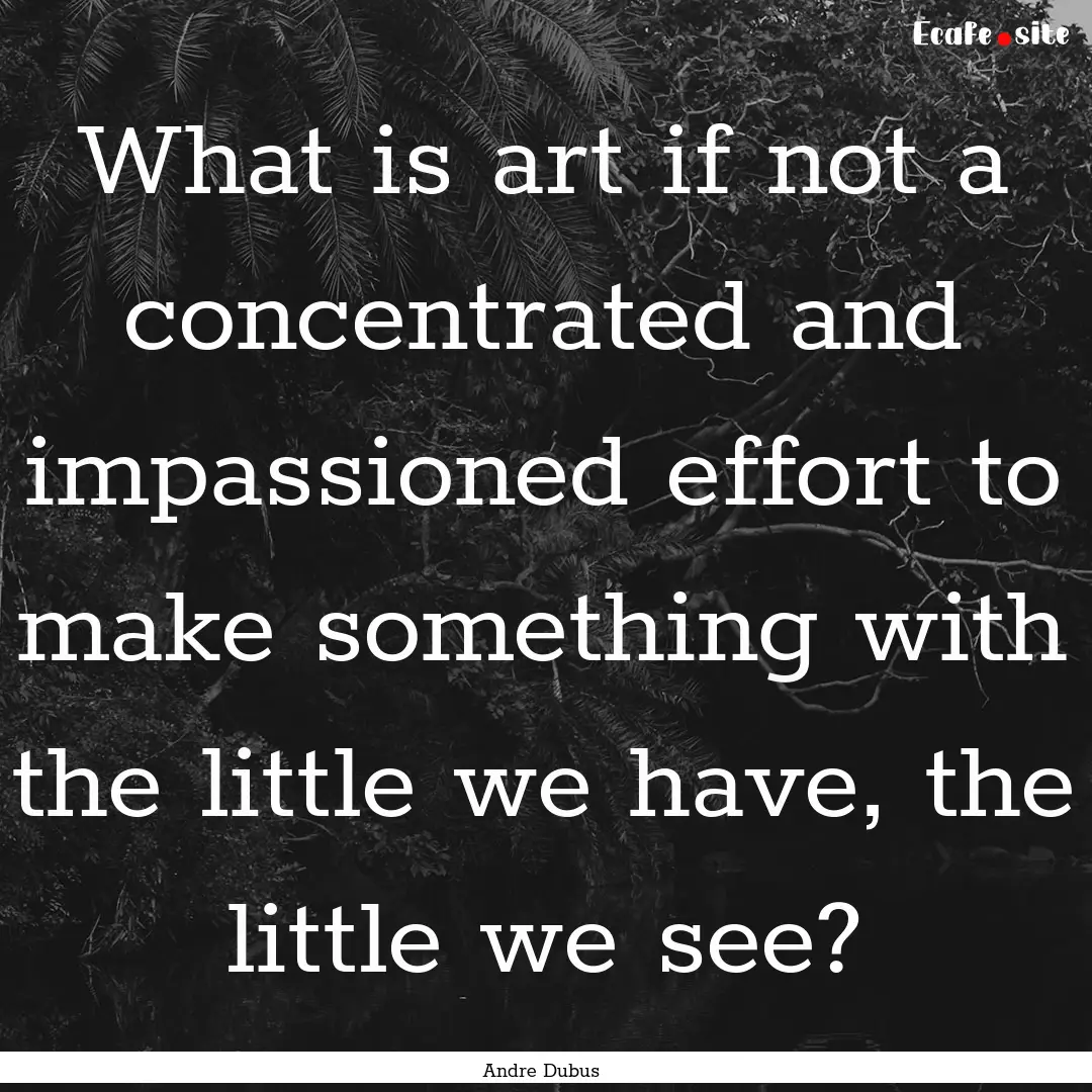 What is art if not a concentrated and impassioned.... : Quote by Andre Dubus