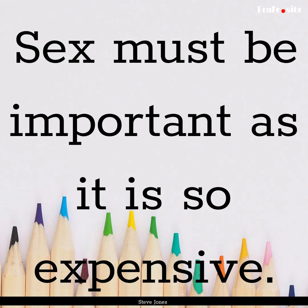 Sex must be important as it is so expensive..... : Quote by Steve Jones