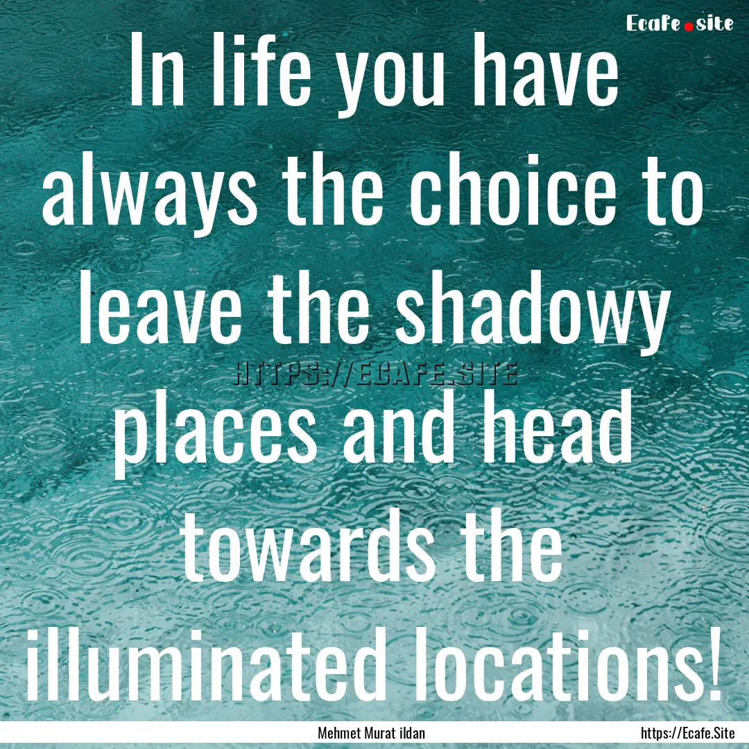 In life you have always the choice to leave.... : Quote by Mehmet Murat ildan