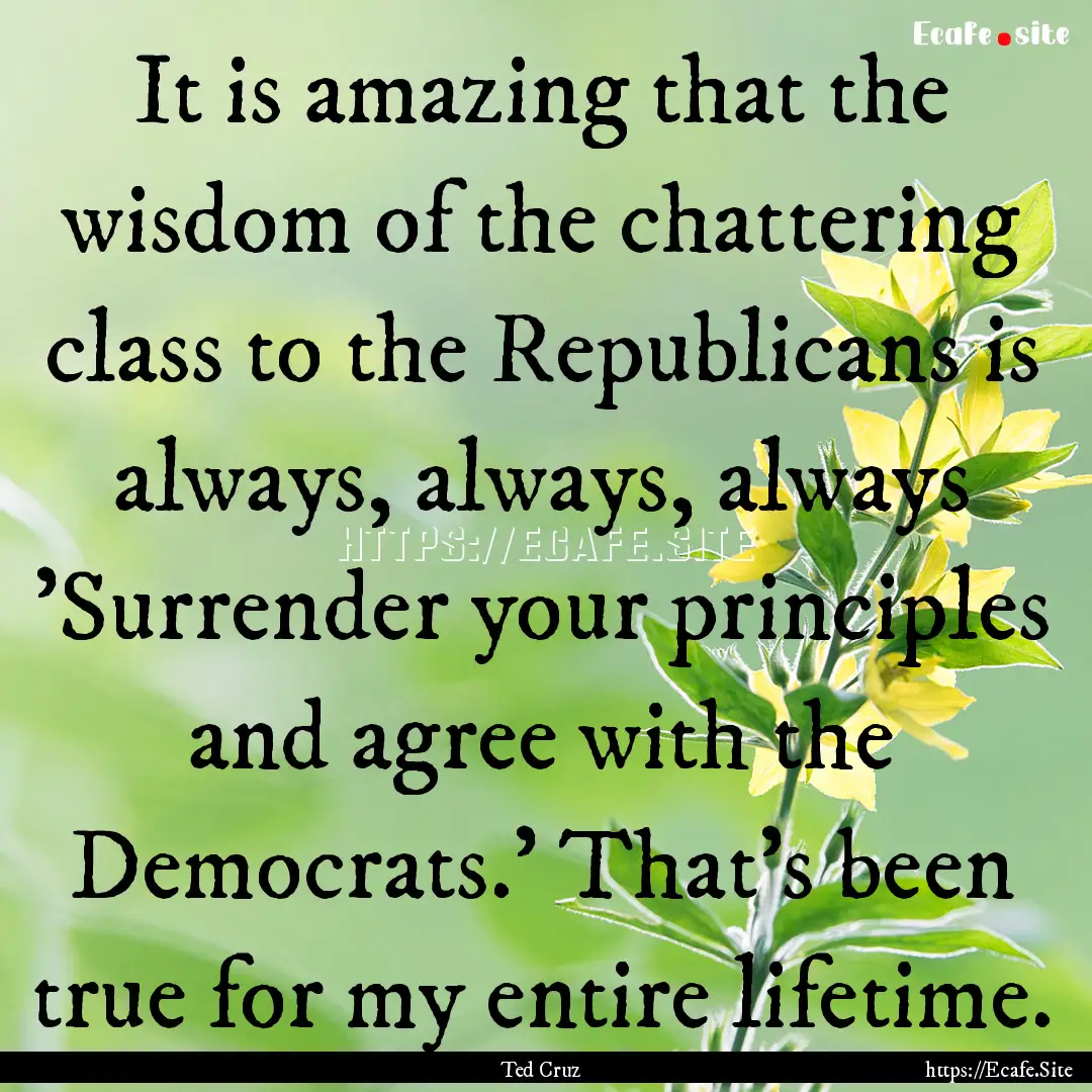 It is amazing that the wisdom of the chattering.... : Quote by Ted Cruz