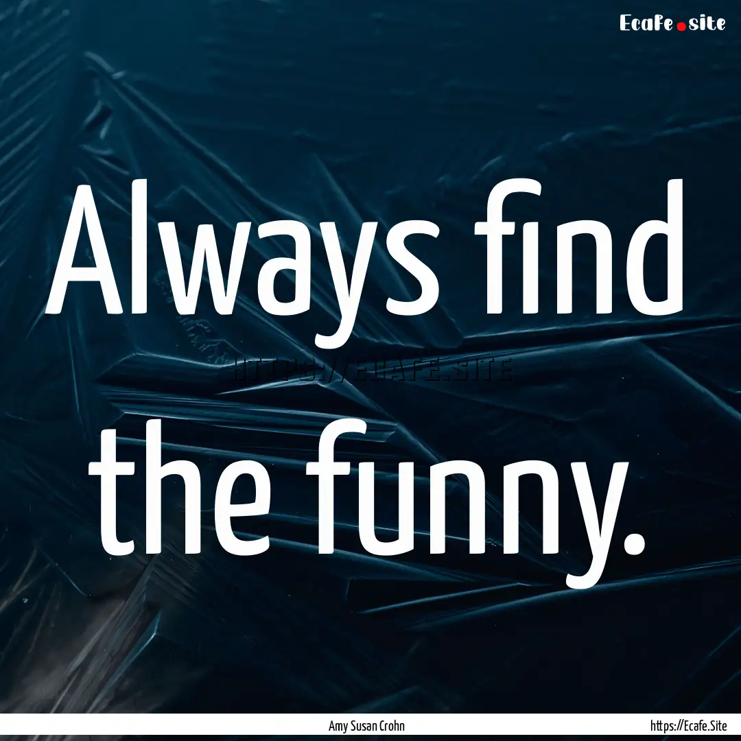 Always find the funny. : Quote by Amy Susan Crohn