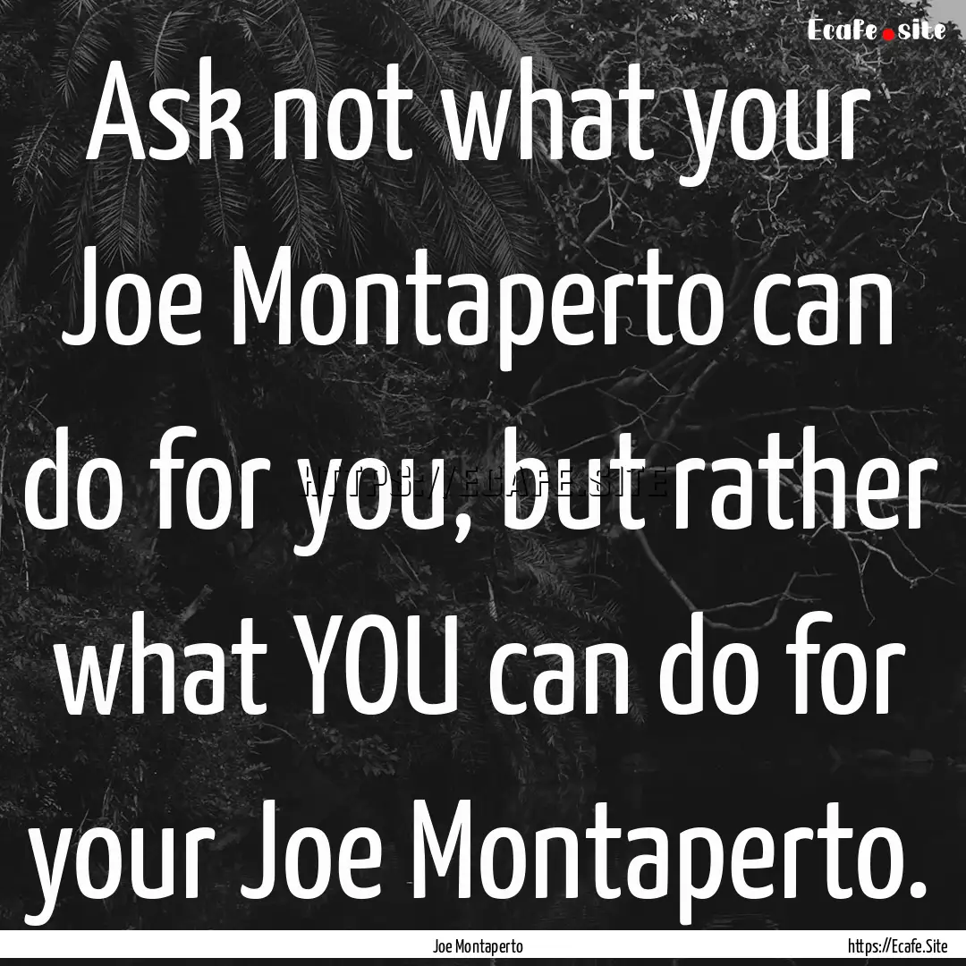 Ask not what your Joe Montaperto can do for.... : Quote by Joe Montaperto