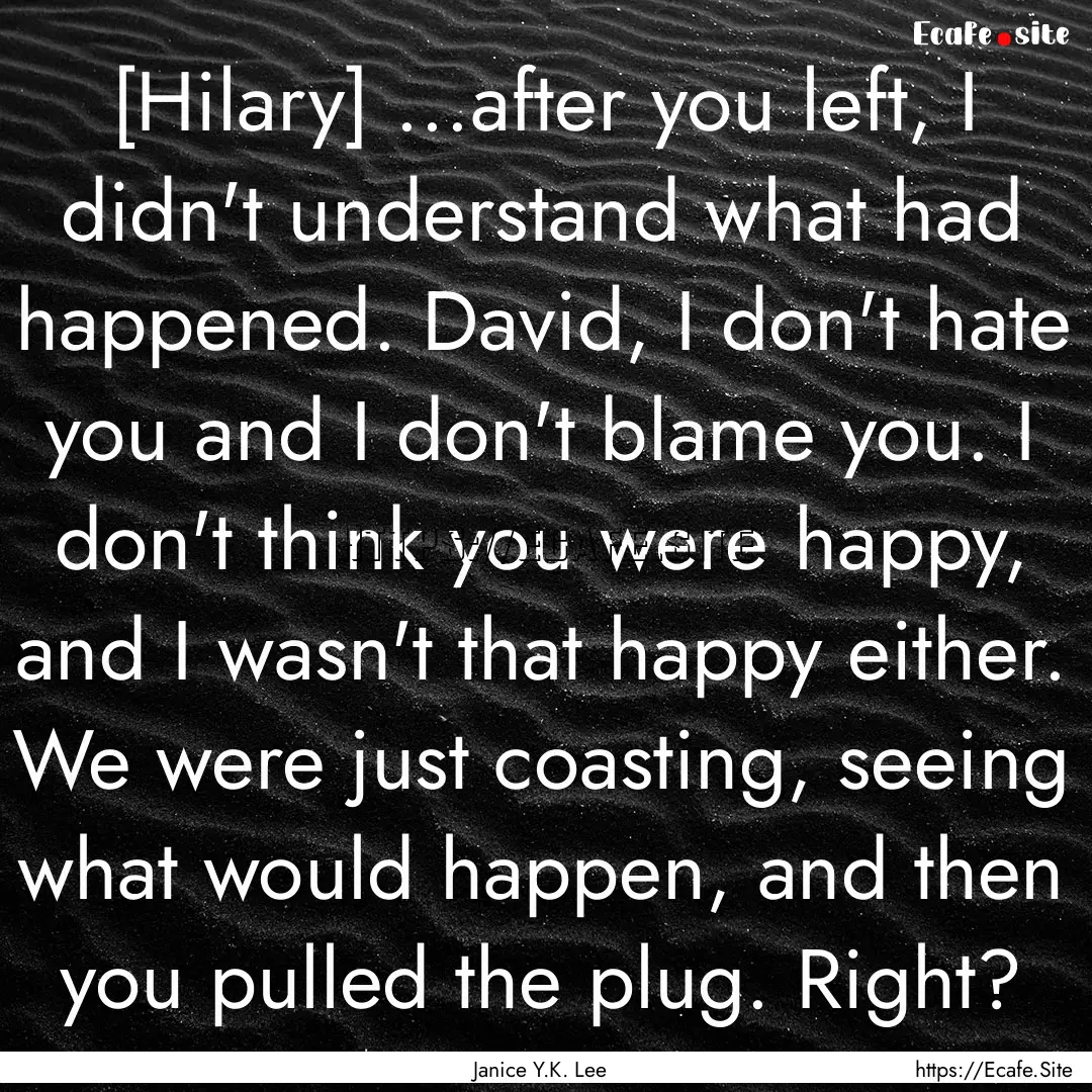 [Hilary] ...after you left, I didn't understand.... : Quote by Janice Y.K. Lee