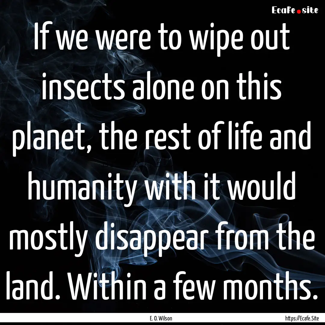 If we were to wipe out insects alone on this.... : Quote by E. O. Wilson