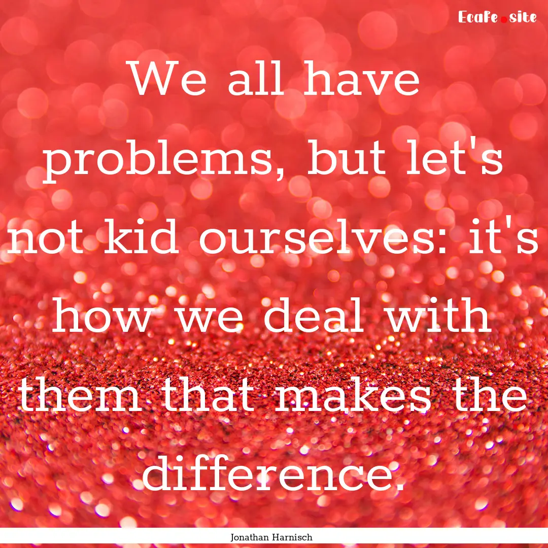 We all have problems, but let's not kid ourselves:.... : Quote by Jonathan Harnisch