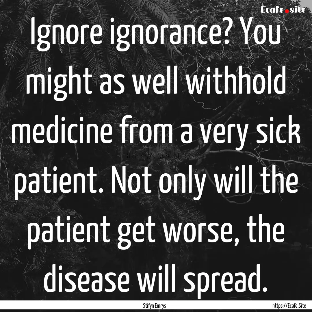 Ignore ignorance? You might as well withhold.... : Quote by Stifyn Emrys