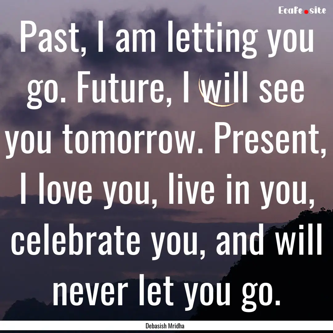 Past, I am letting you go. Future, I will.... : Quote by Debasish Mridha