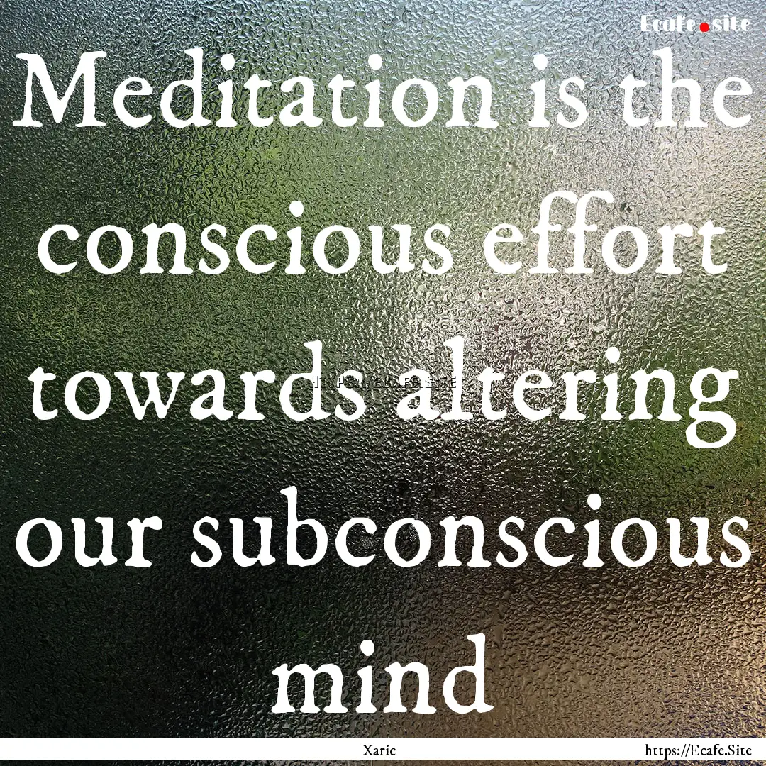 Meditation is the conscious effort towards.... : Quote by Xaric