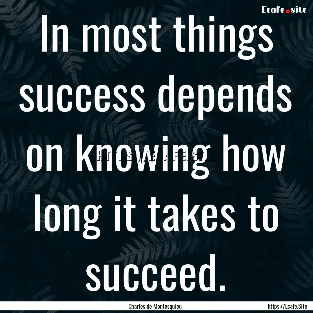 In most things success depends on knowing.... : Quote by Charles de Montesquieu