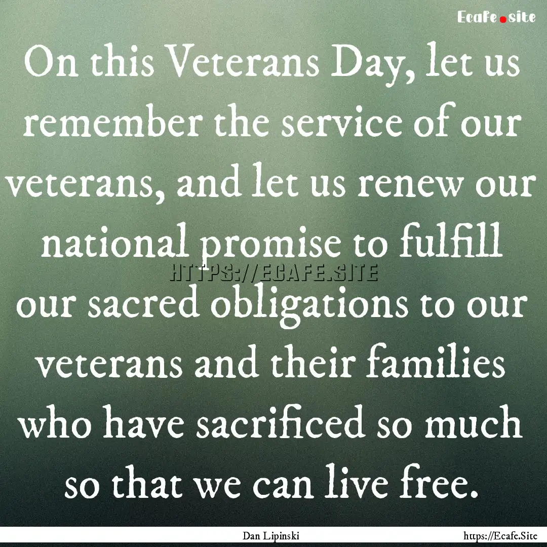 On this Veterans Day, let us remember the.... : Quote by Dan Lipinski