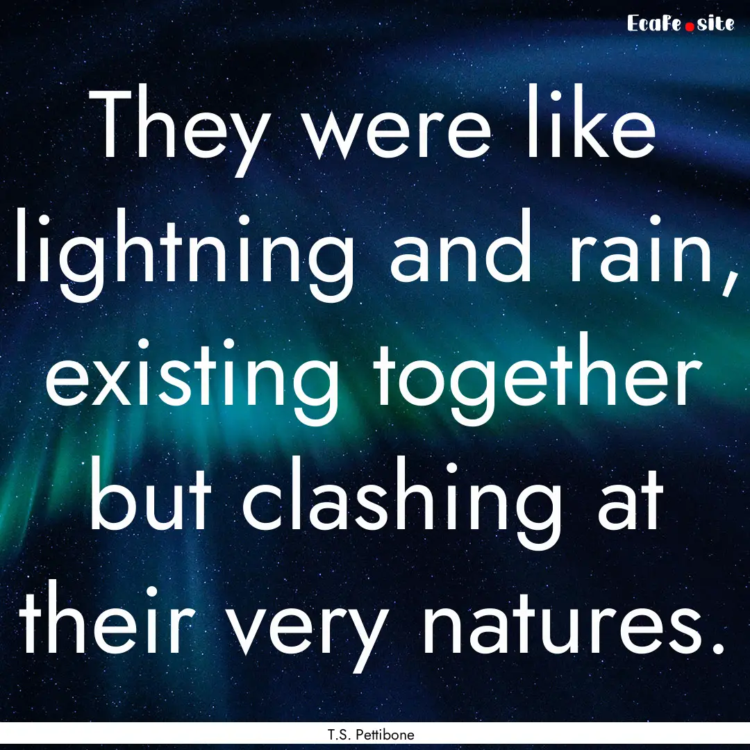 They were like lightning and rain, existing.... : Quote by T.S. Pettibone