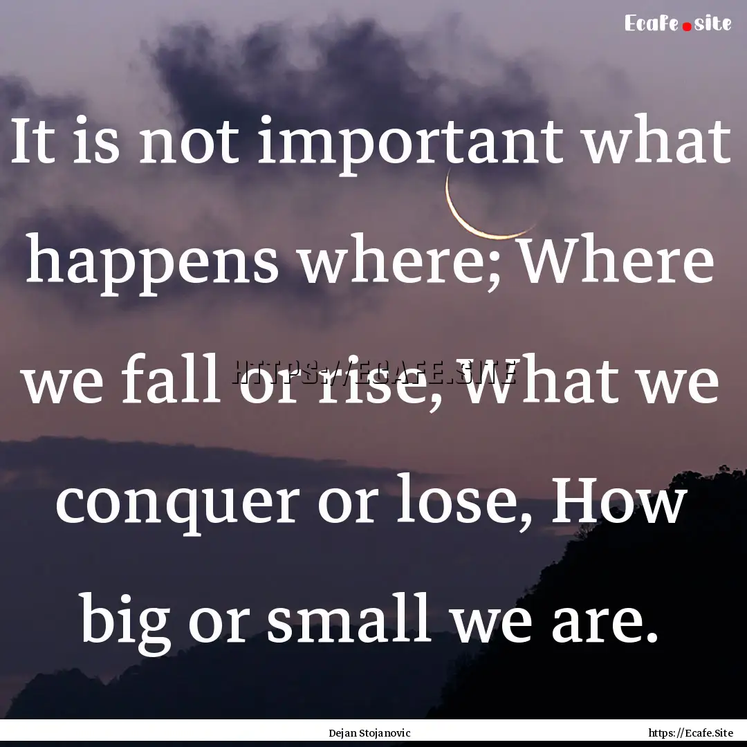 It is not important what happens where; Where.... : Quote by Dejan Stojanovic