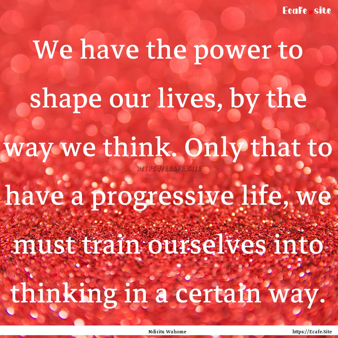 We have the power to shape our lives, by.... : Quote by Ndiritu Wahome