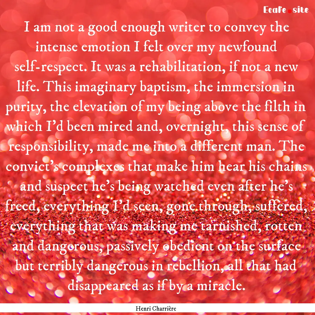 I am not a good enough writer to convey the.... : Quote by Henri Charrière