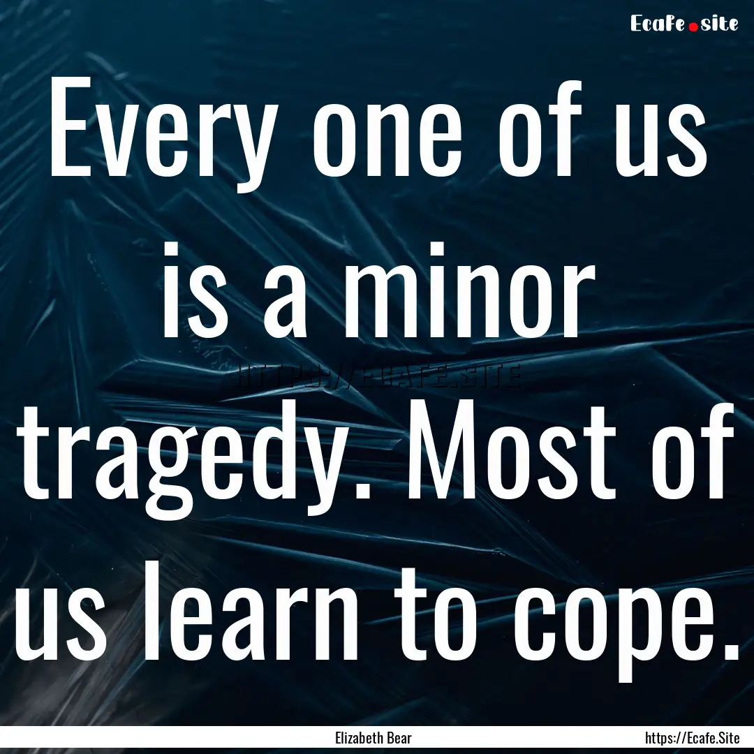 Every one of us is a minor tragedy. Most.... : Quote by Elizabeth Bear