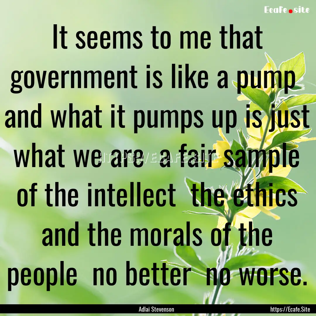 It seems to me that government is like a.... : Quote by Adlai Stevenson