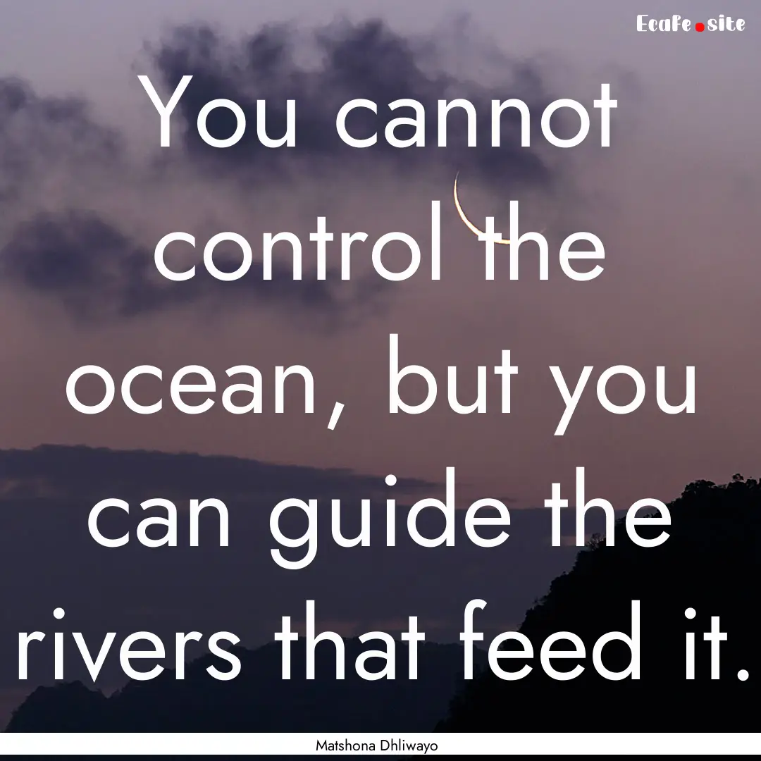 You cannot control the ocean, but you can.... : Quote by Matshona Dhliwayo