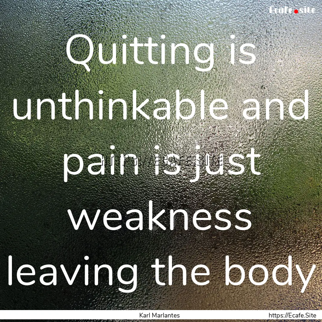 Quitting is unthinkable and pain is just.... : Quote by Karl Marlantes